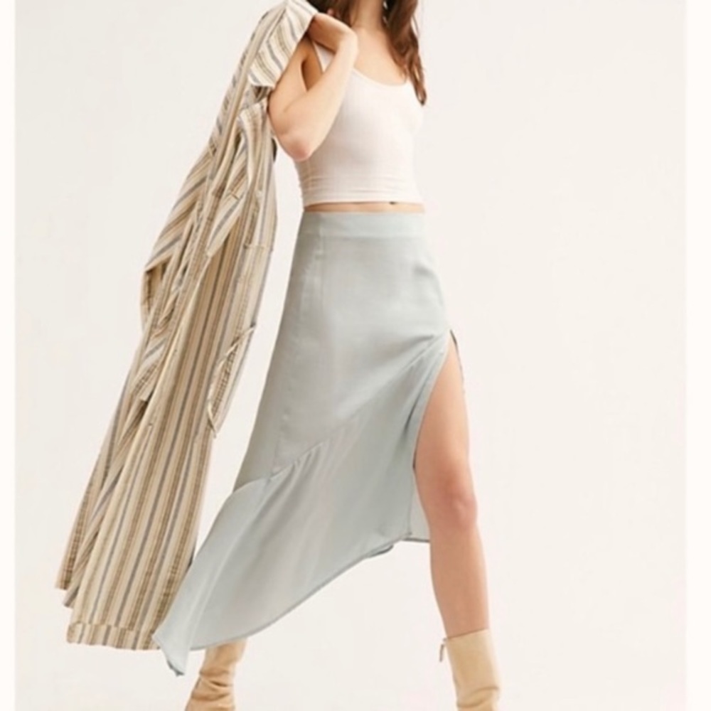 NWT Free people Lola skirt slit sea foam